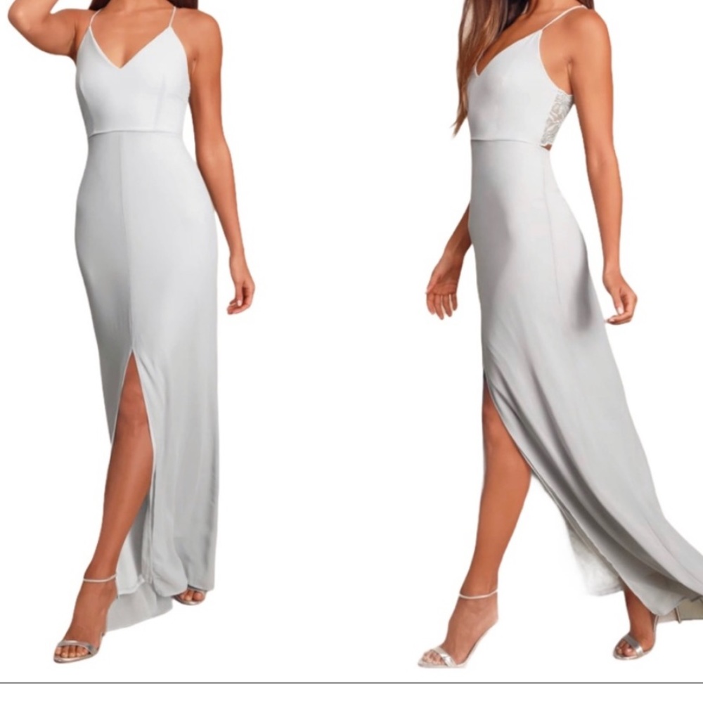NEW Story of a Starry Night dress LuLus long grey evening prom formal dance Sml - Picture 3 of 11